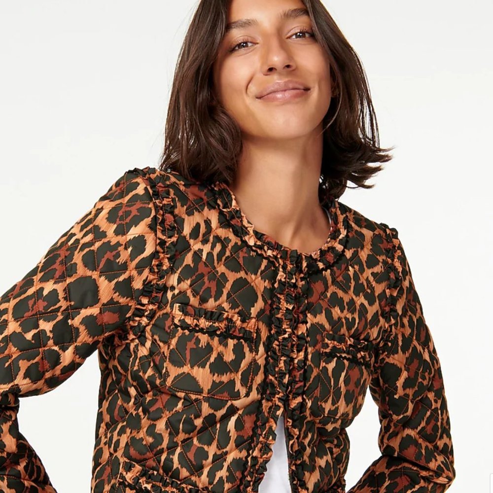 NEW JCrew Quilted PrimaLoft leopard lady jacket